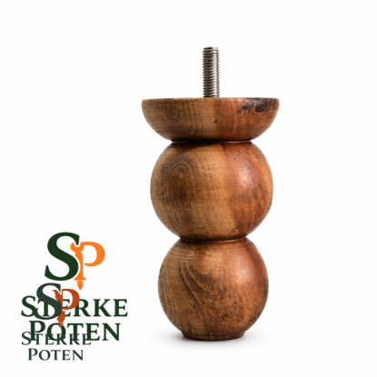 Elegante Scandinavische dubbele bol meubelpoot – beukenhout – 15 cm – M8