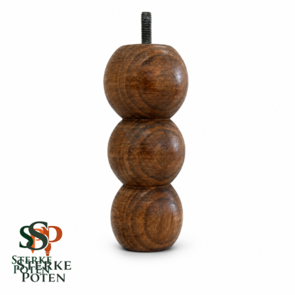 Houten bolvormige gedraaide poten -15cm- beukenhout